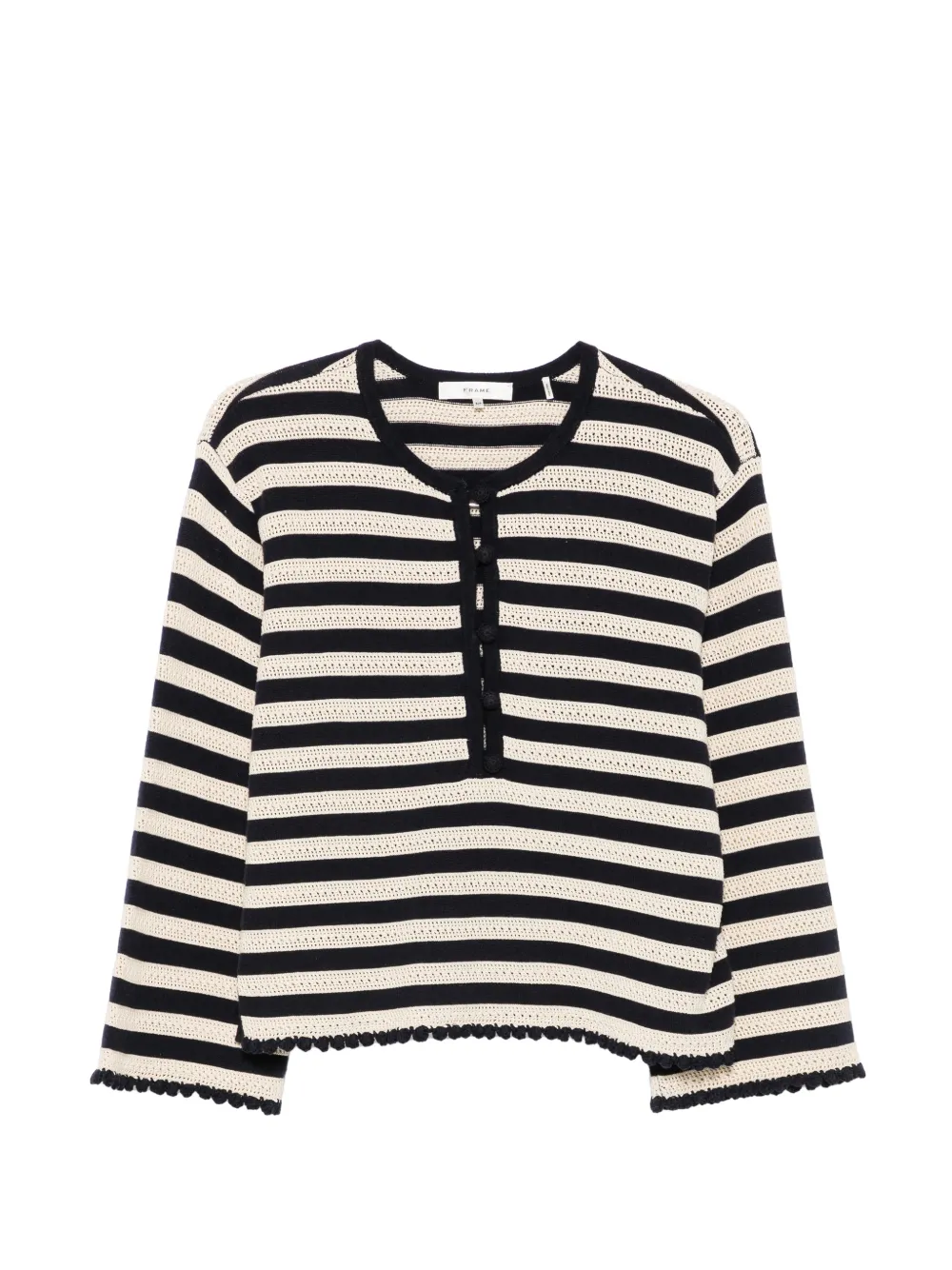 FRAME striped pointelle-knit sweater - Blu