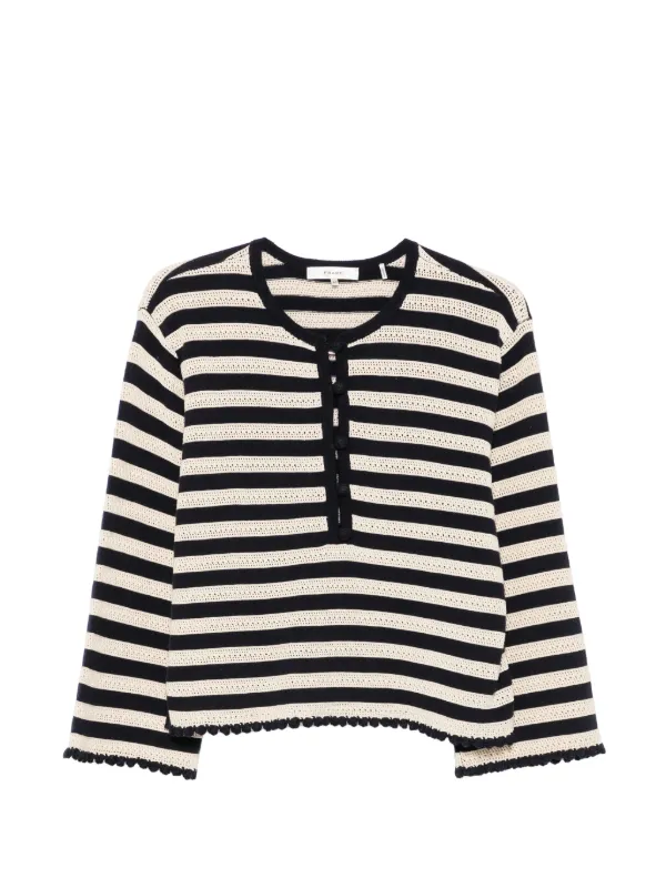 Frame Striped Pointelle-knit Sweater in Blue