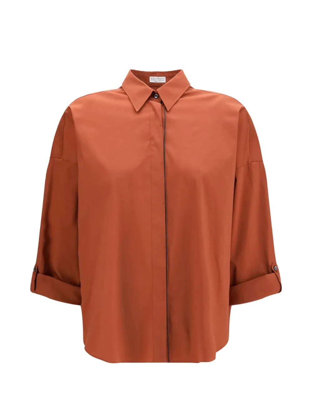 Brunello Cucinelli Monili-trim poplin shirt - Orange