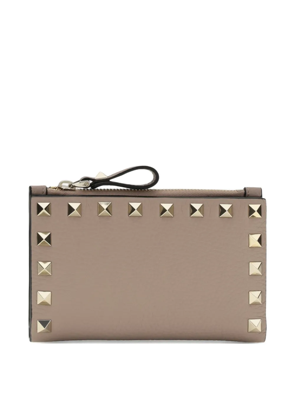 Valentino Garavani Rockstud leather card holder - Toni neutri