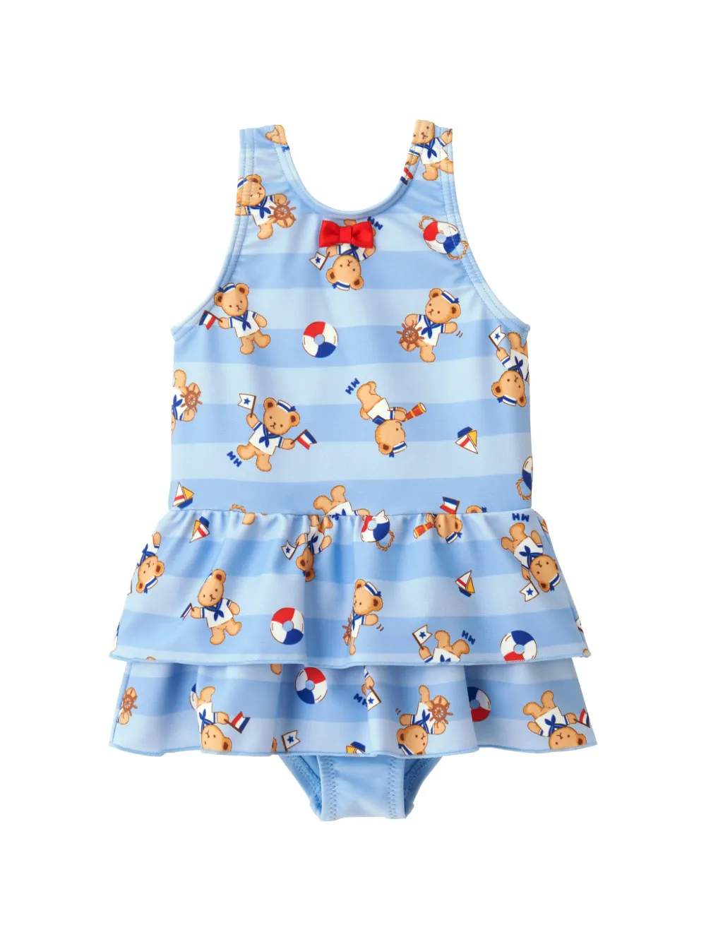 Miki House Gelaagd badpak met beer-print Blauw