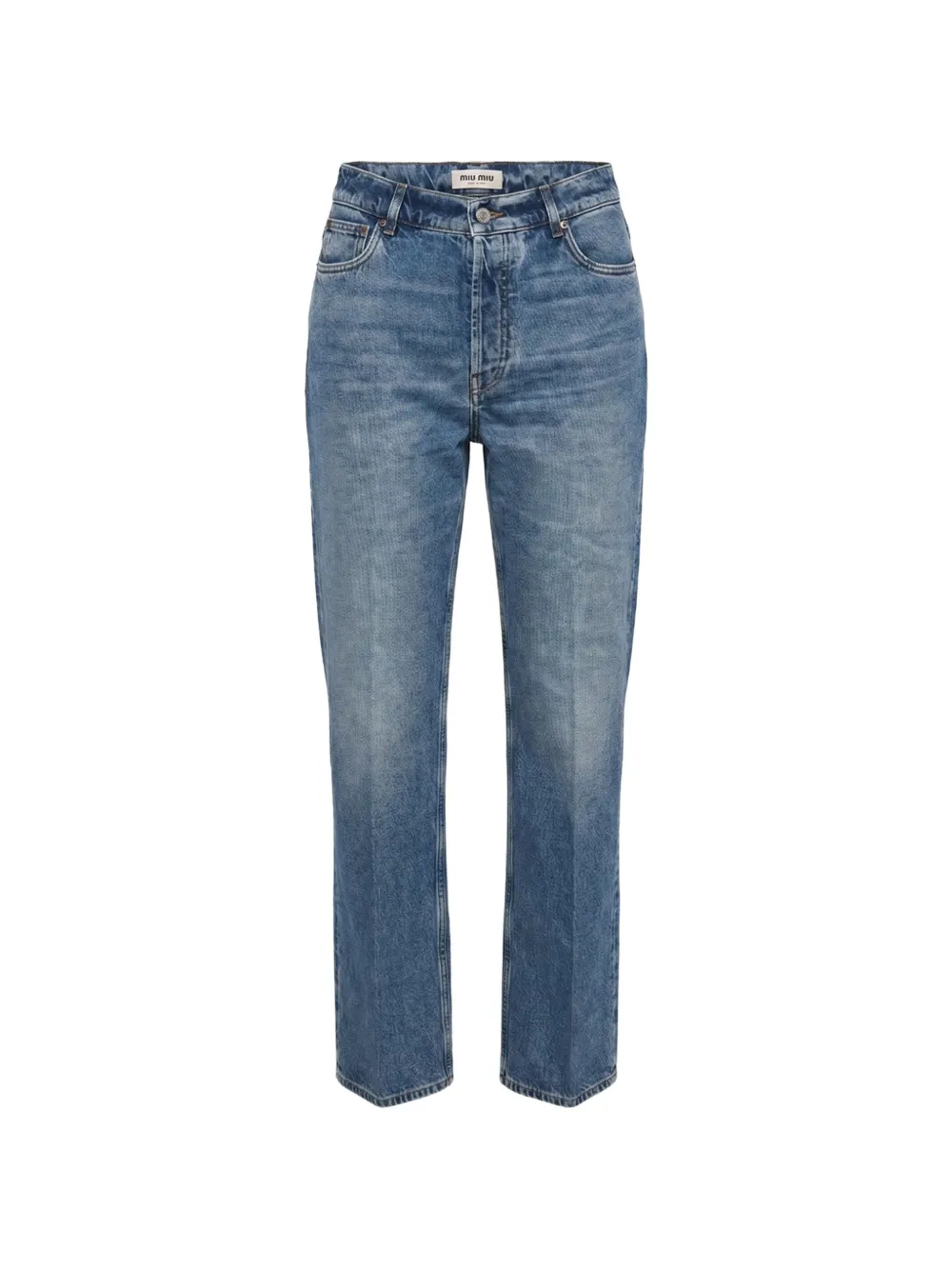 Miu Miu logo-patch straight-leg jeans - Blau