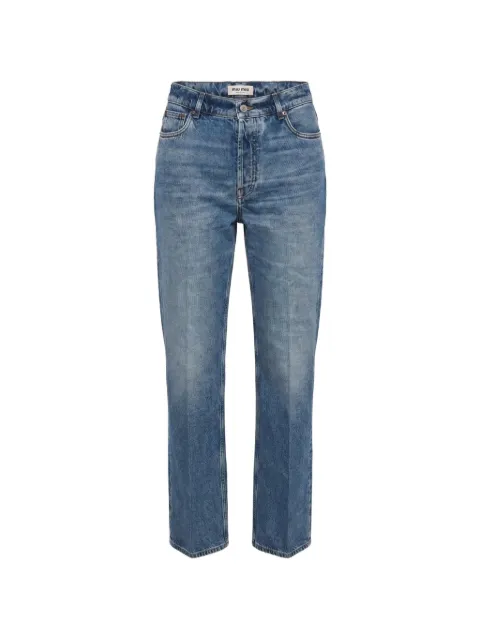 Miu Miu logo-patch straight-leg jeans