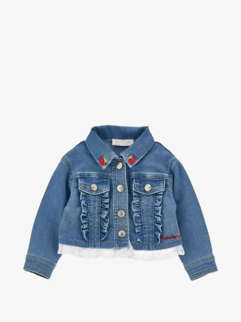 Monnalisa Winnie the Pooh ruffled denim jacket