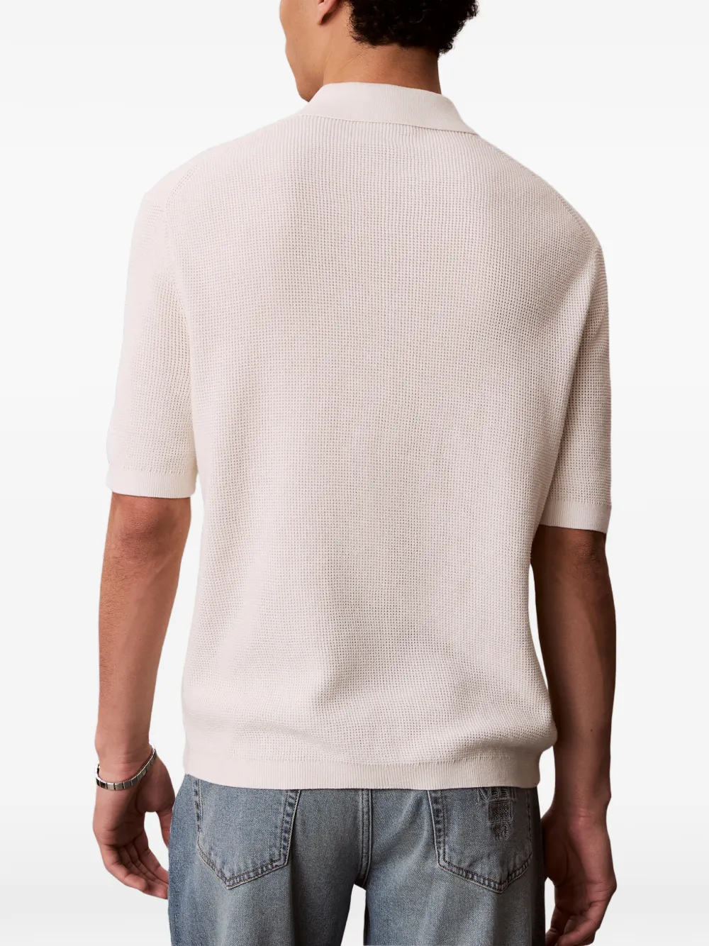 Calvin Klein Poloshirt met wafelpatroon Beige