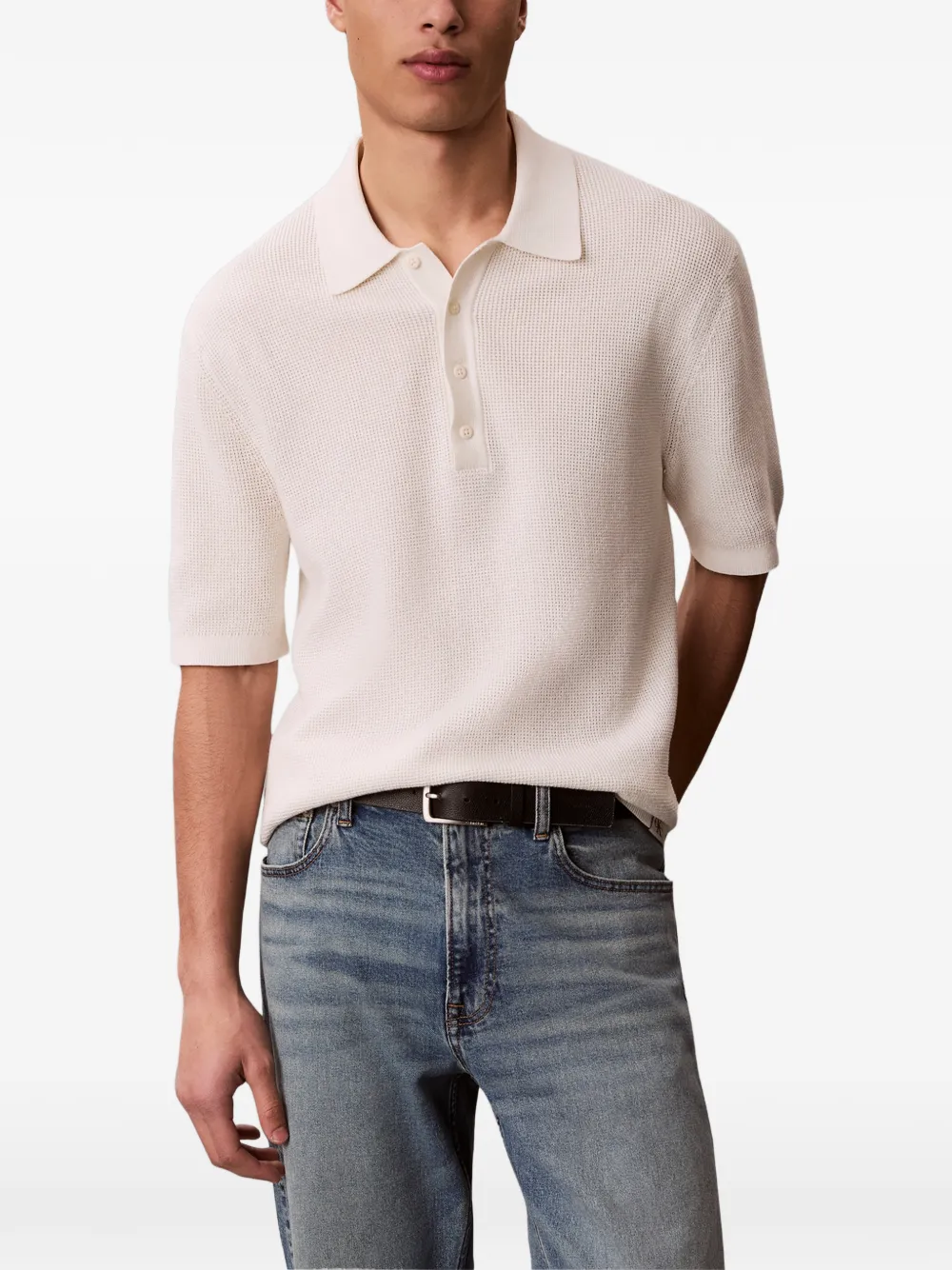 Calvin Klein Poloshirt met wafelpatroon Beige