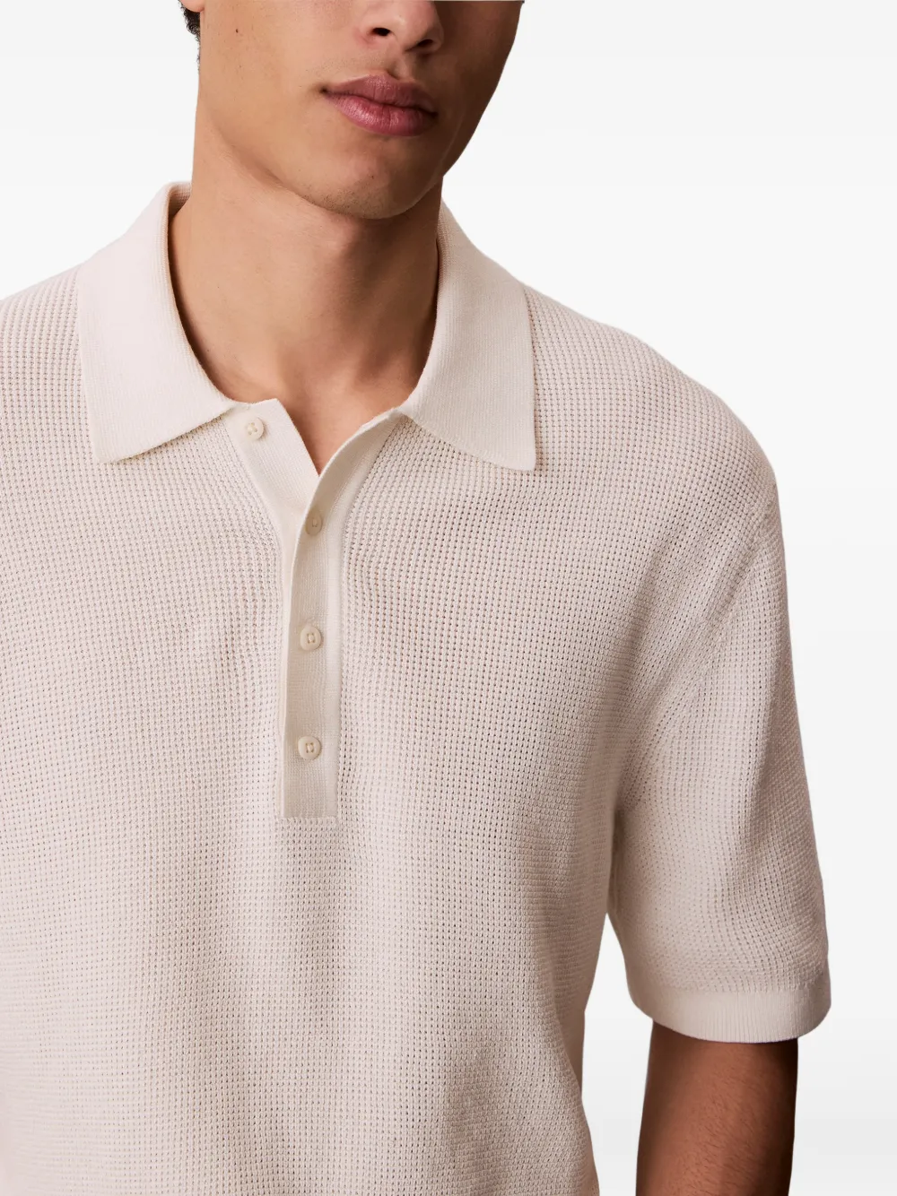 Calvin Klein Poloshirt met wafelpatroon Beige
