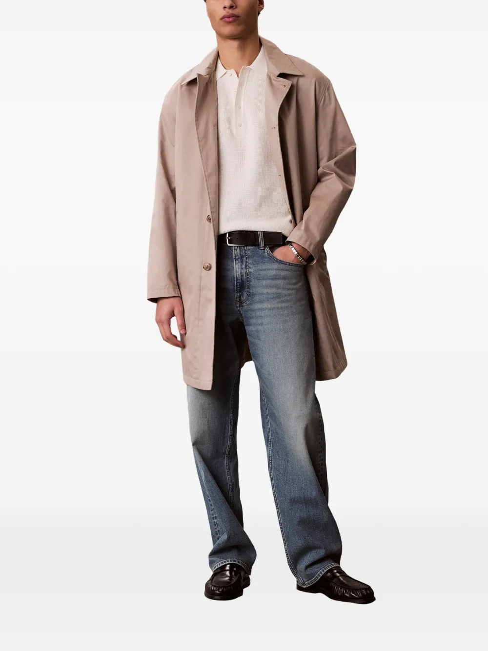 Calvin Klein Poloshirt met wafelpatroon Beige