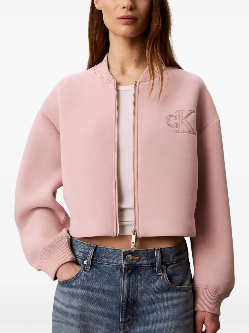 Calvin Klein Bomberjack met geborduurd logo Roze