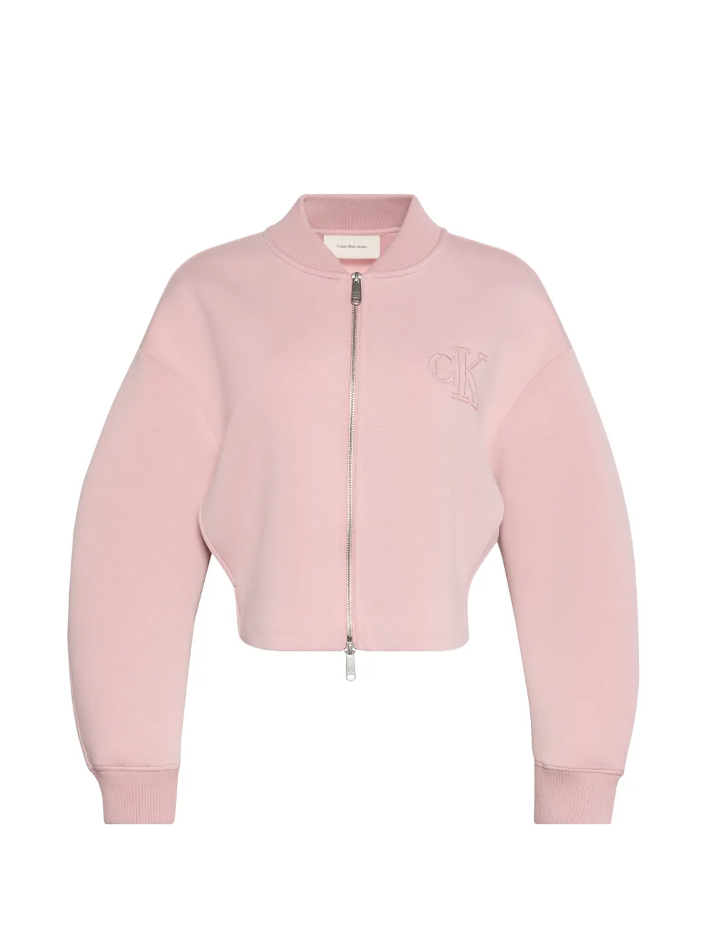 Calvin Klein logo-embroidered cropped bomber jacket - Rosa