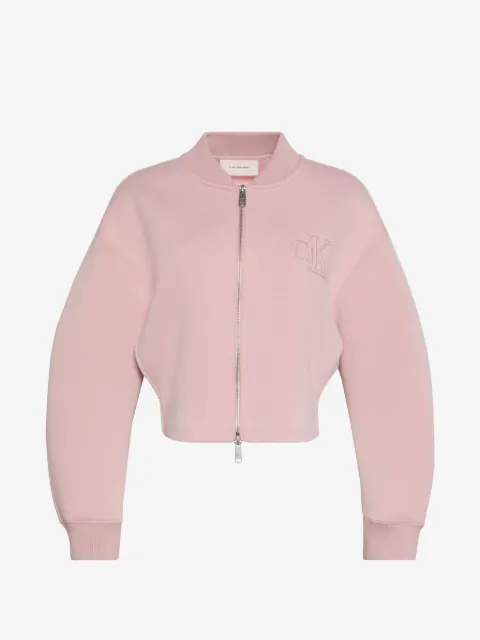 Calvin Klein logo-embroidered cropped bomber jacket