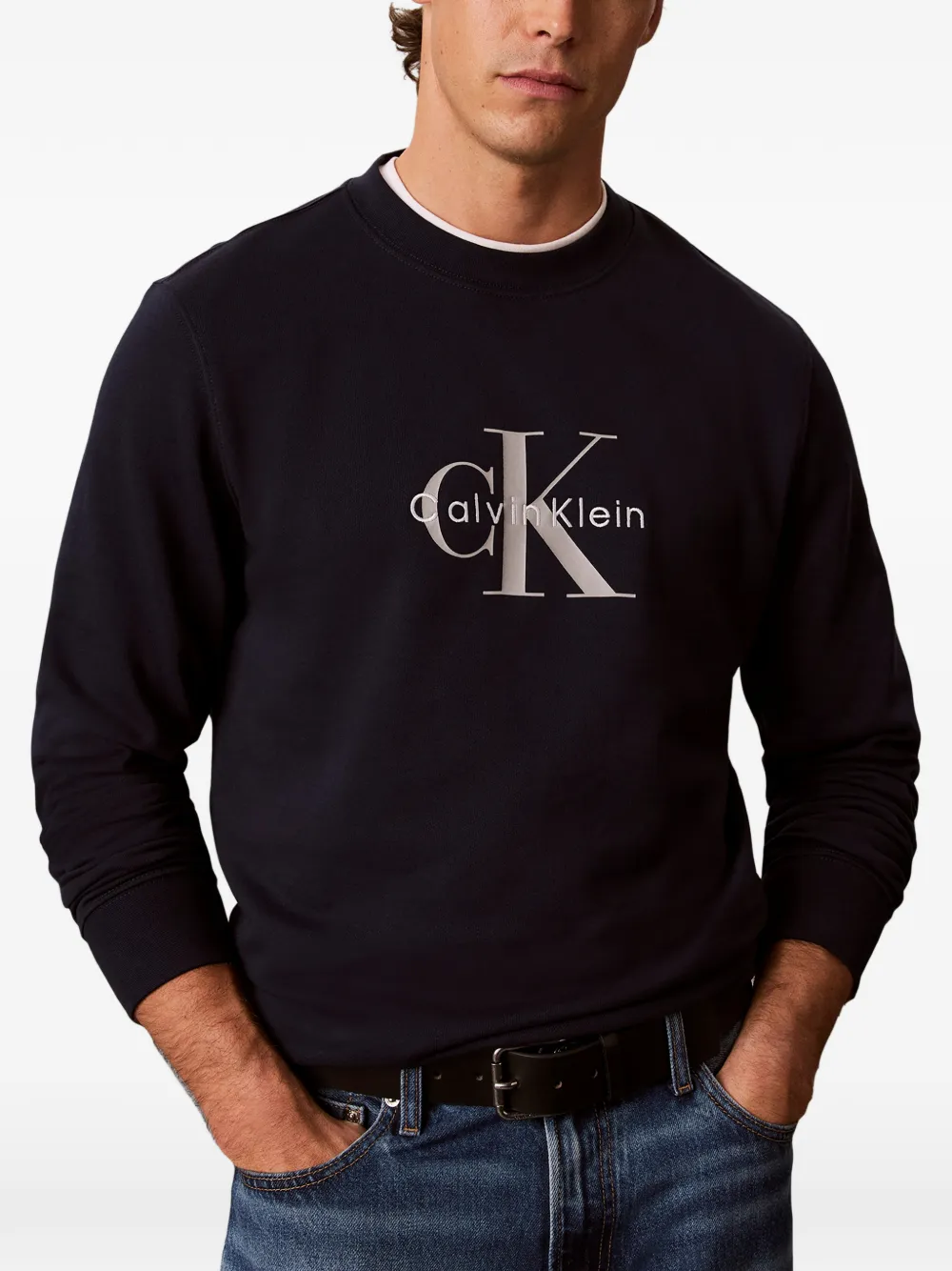Calvin Klein Sweater met logoprint Blauw