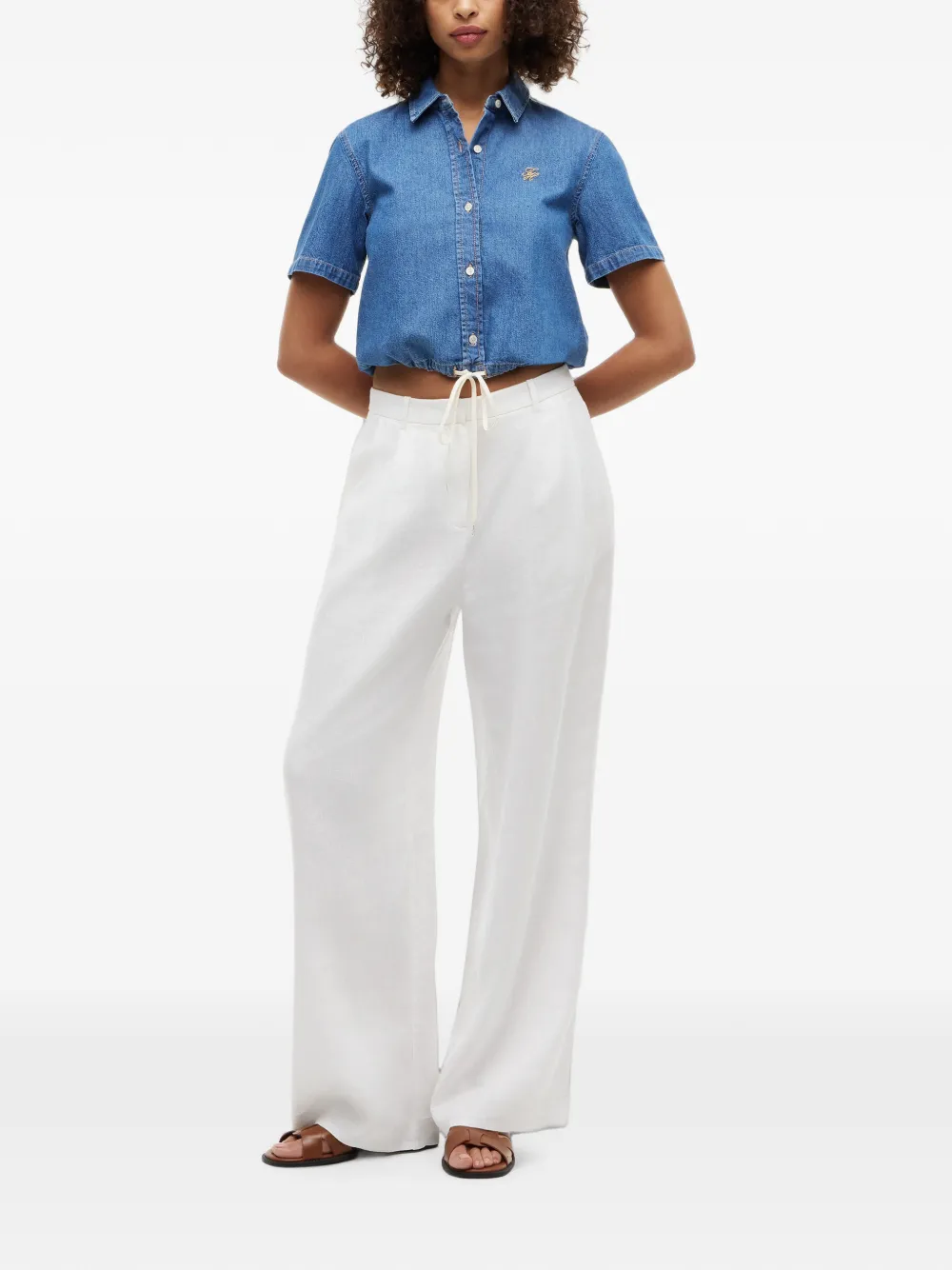 Tommy Hilfiger Blouse met korte mouwen en trekkoord Blauw