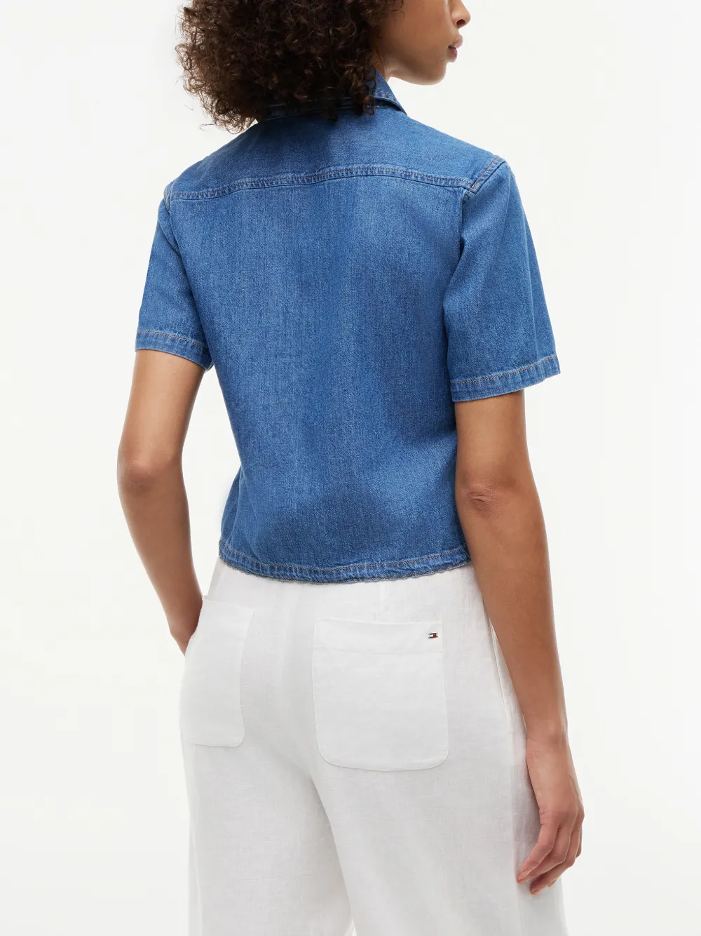Tommy Hilfiger Blouse met korte mouwen en trekkoord Blauw