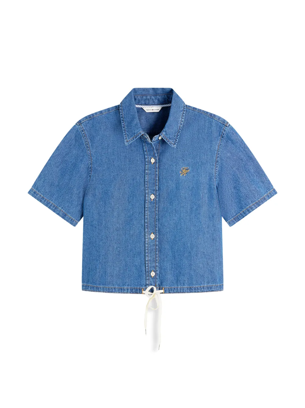 Tommy Hilfiger drawstring-hem short-sleeve shirt - Blau