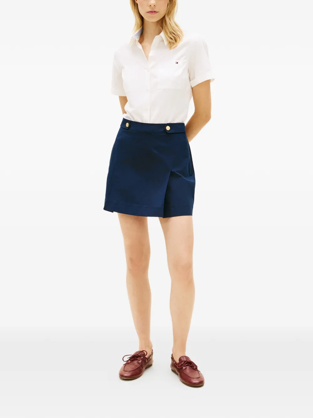 Tommy Hilfiger Rok verfraaid met knopen en geplooid detail Blauw