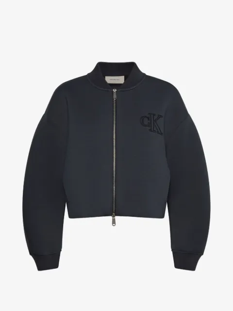 Calvin Klein logo-embroidered cropped bomber jacket