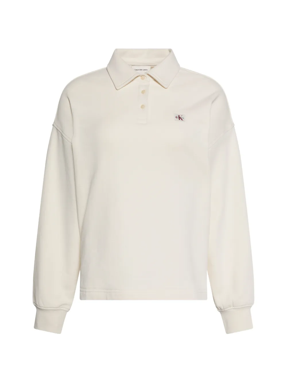 Calvin Klein logo-patch long-sleeved polo shirt - Toni neutri