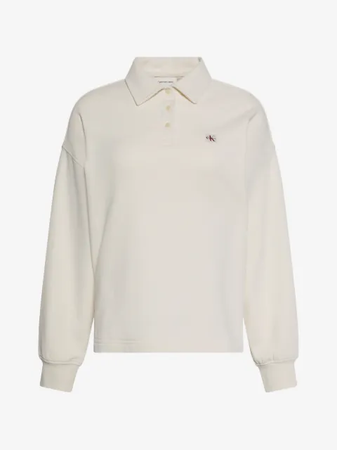 Calvin Klein logo-patch long-sleeved polo shirt