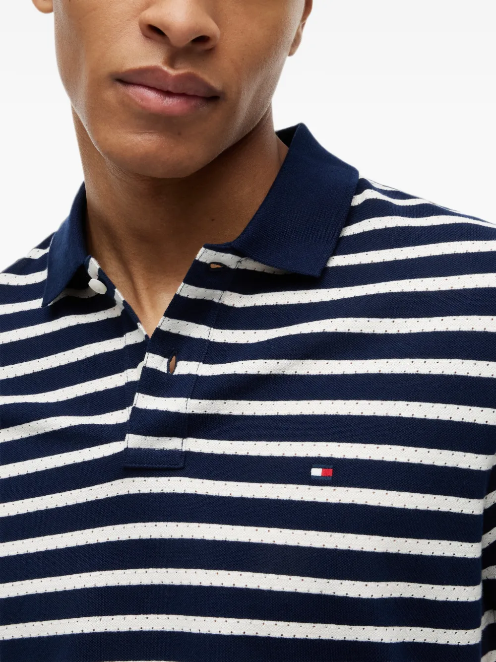 Tommy Hilfiger Gestreept poloshirt met geborduurd logo Blauw