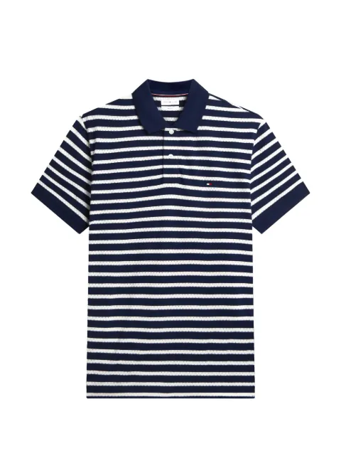 Tommy Hilfiger striped-print logo-embroidered polo shirt