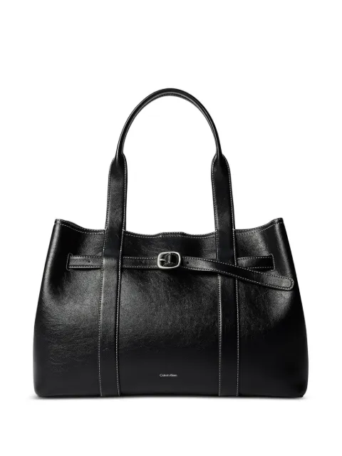 Calvin Klein contrast-stitch buckle-detail shoulder bag