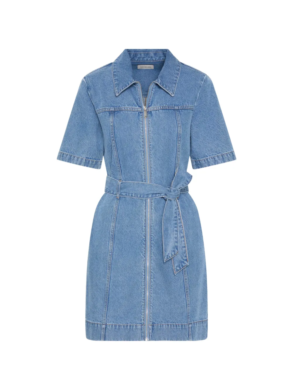 Calvin Klein belted zip-up denim mini dress - Blu