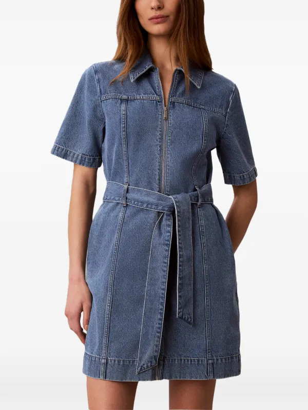 calvin klein denim mini dress Womens Calvin Klein Blue Denim Mini Shift Dress S (US 4-6)