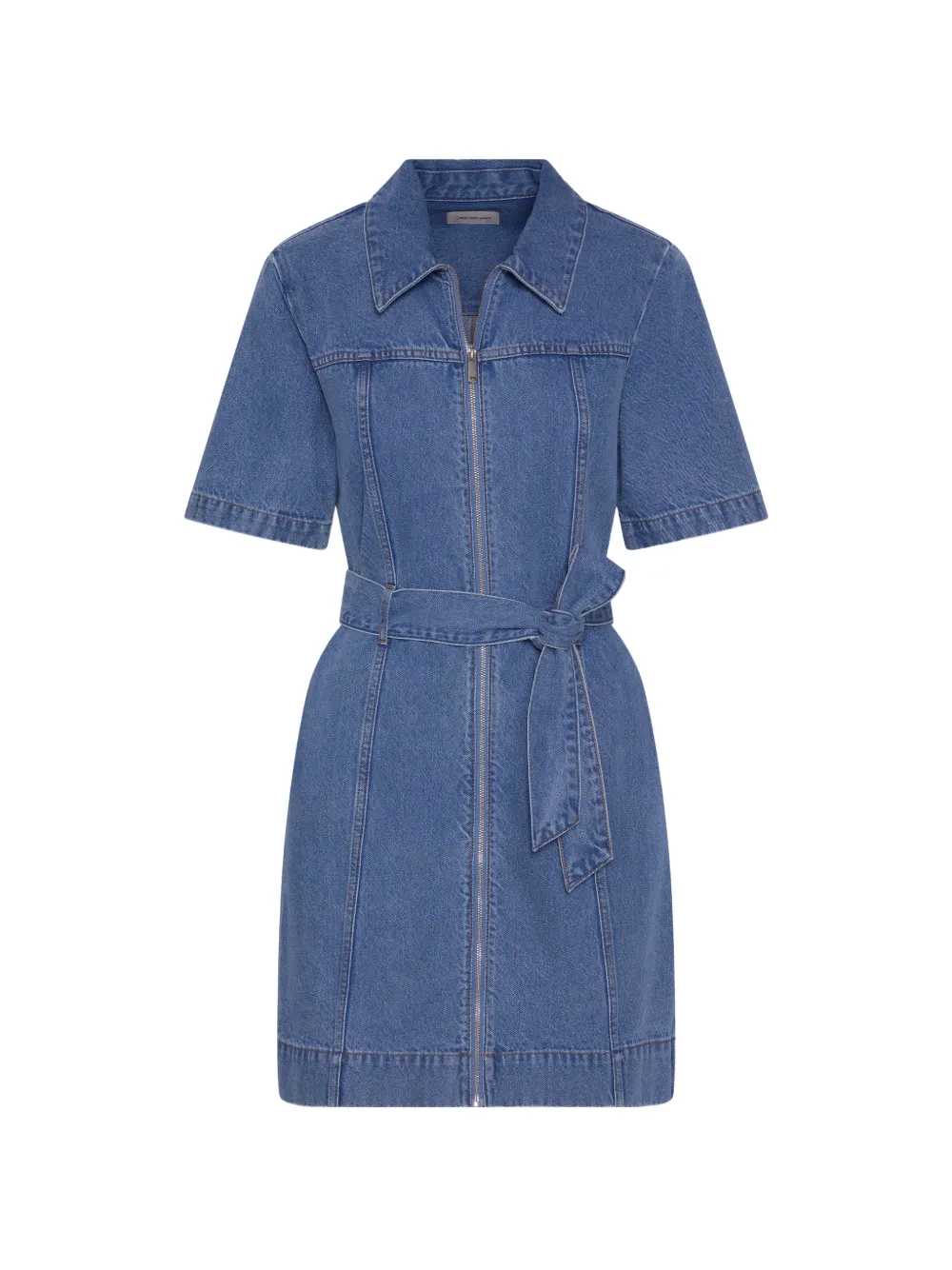 Calvin Klein belted zip-up denim mini dress - Blau
