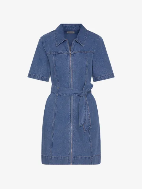 Calvin Klein belted zip-up denim mini dress