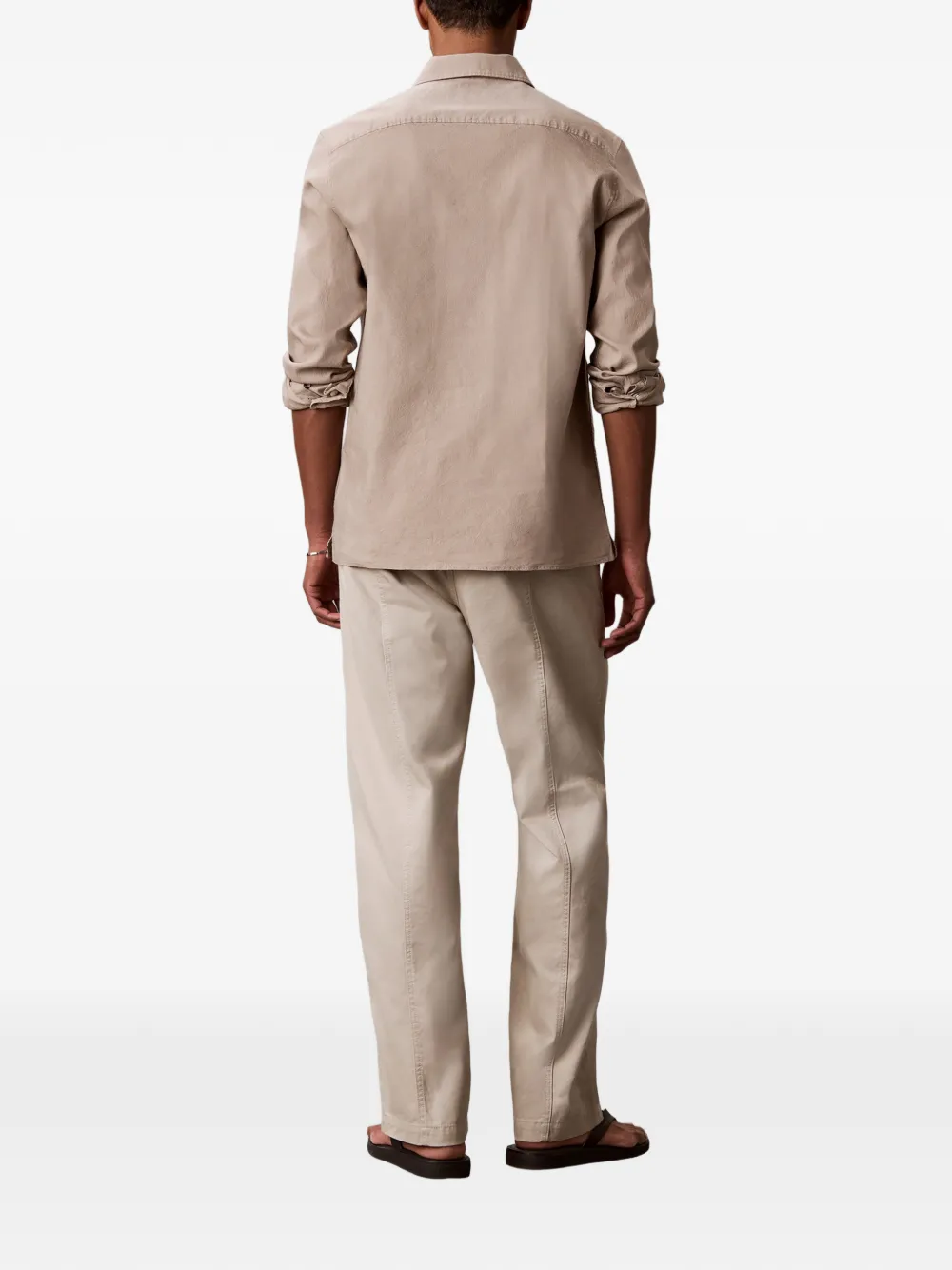 Calvin Klein Straight broek met ceintuur en vlakken Beige