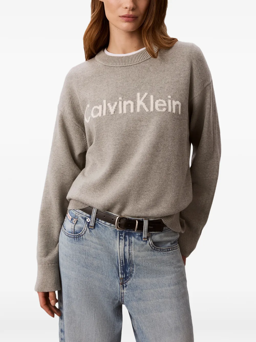 Calvin Klein Intarsia trui Grijs