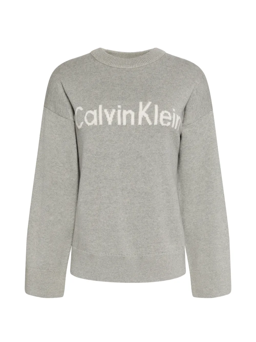 Calvin Klein logo-intarsia crew-neck sweater - Grigio