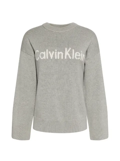 Calvin Klein logo-intarsia crew-neck sweater