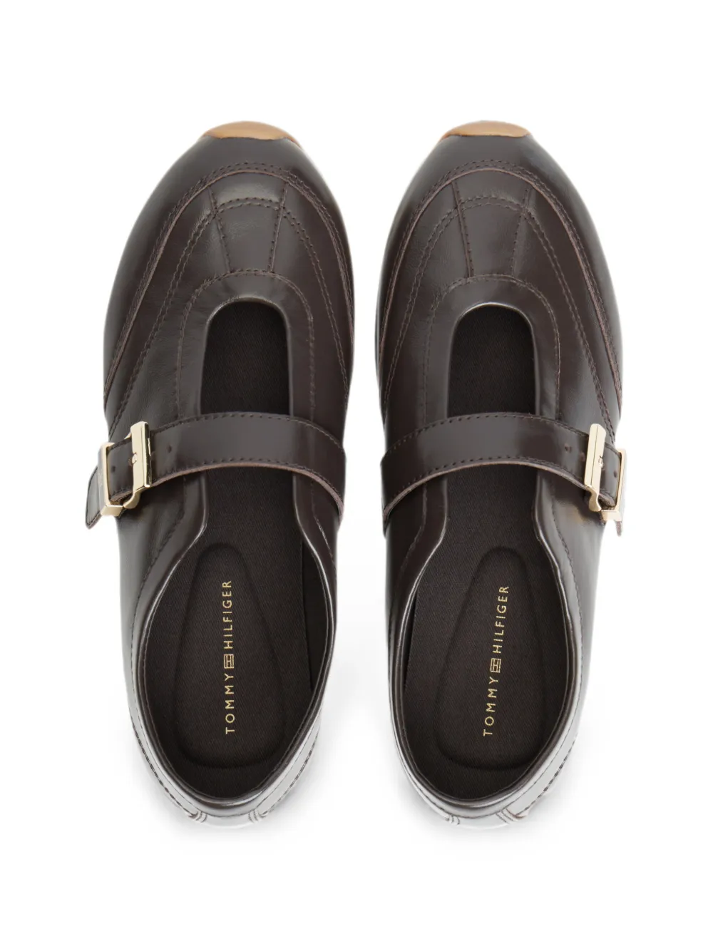 Tommy Hilfiger buckle-fastening leather sneakers Bruin