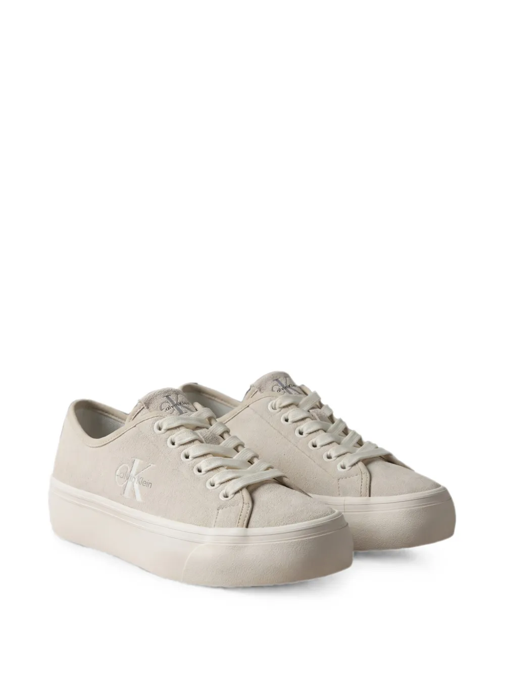 Calvin Klein logo-embroidered low-top sneakers Beige