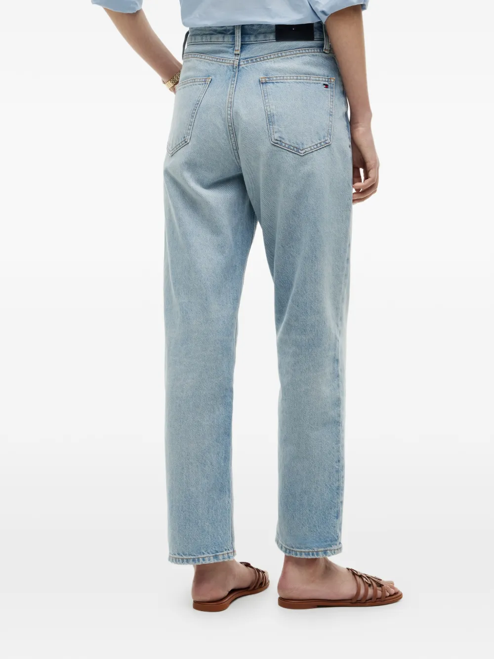Tommy Hilfiger Jeans met logoplakkaat en schakelketting Blauw