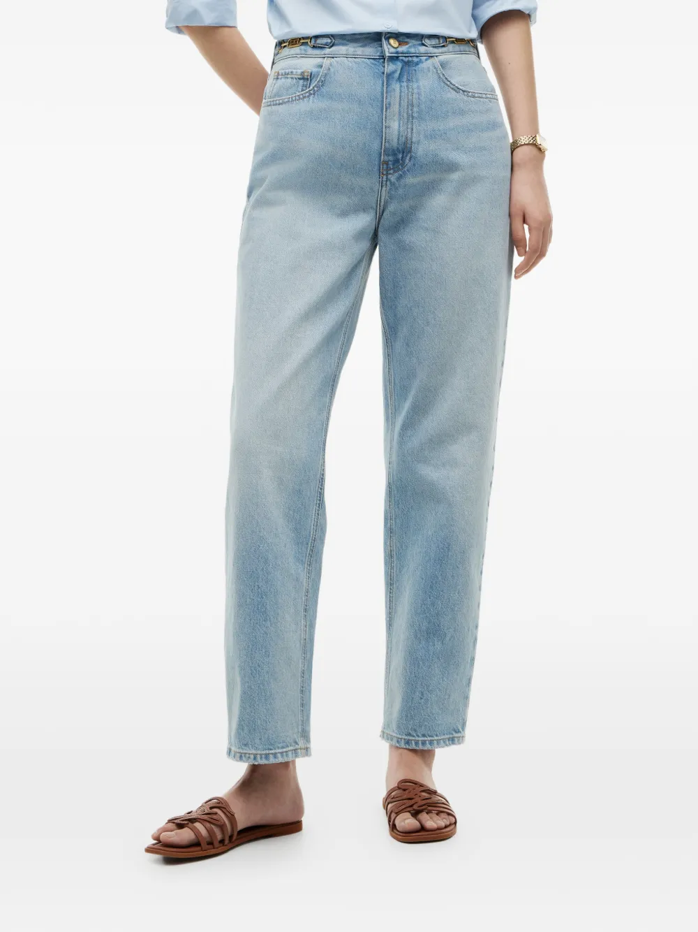 Tommy Hilfiger Jeans met logoplakkaat en schakelketting Blauw