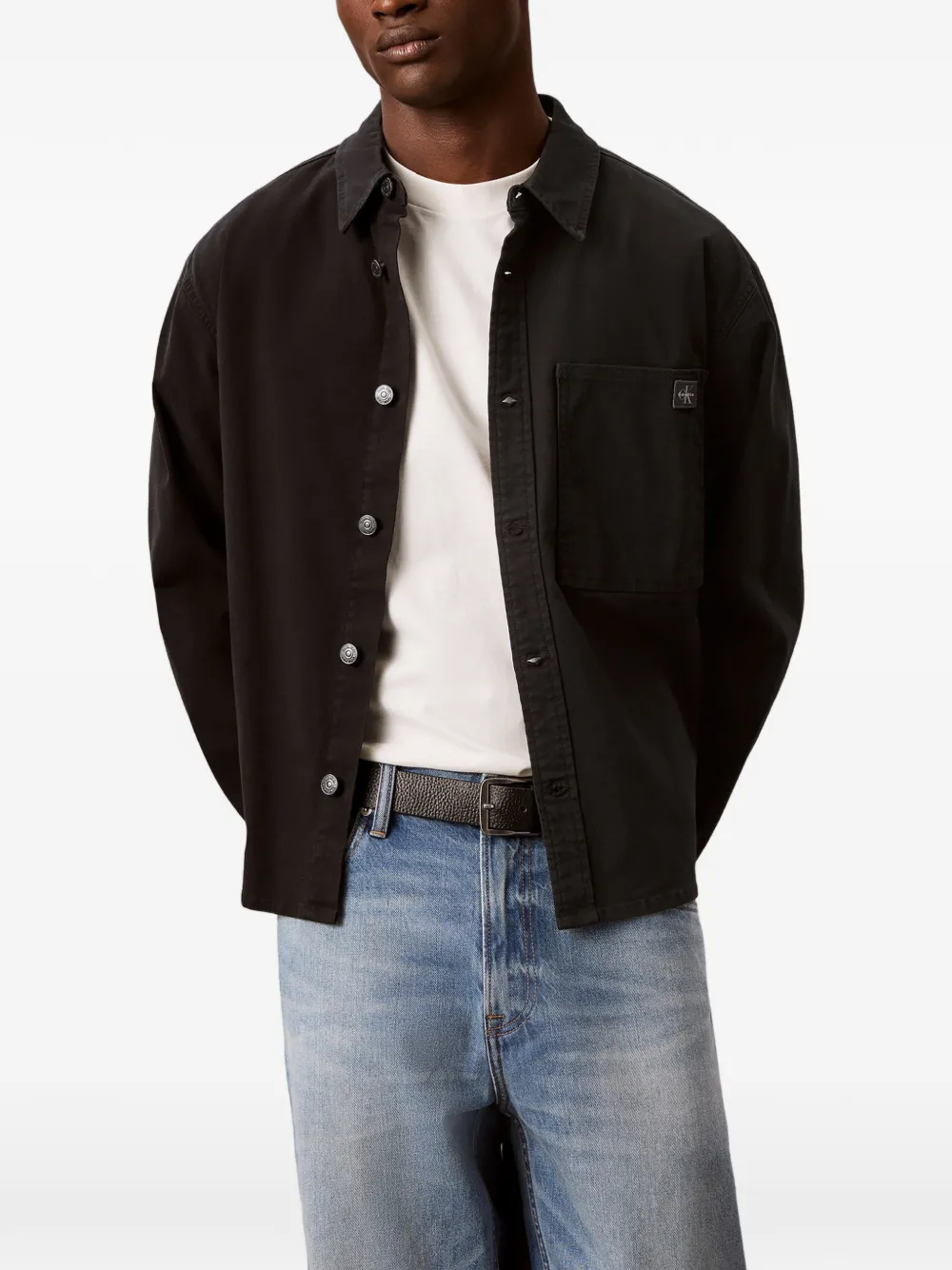 Calvin Klein Shirtjack met logopatch Zwart