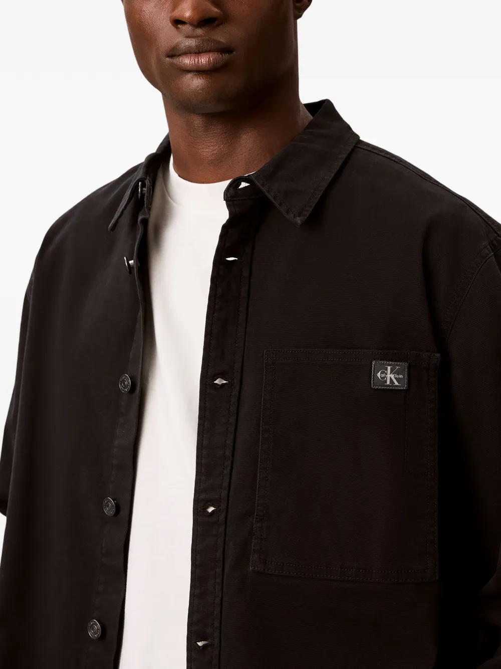 Calvin Klein Shirtjack met logopatch Zwart
