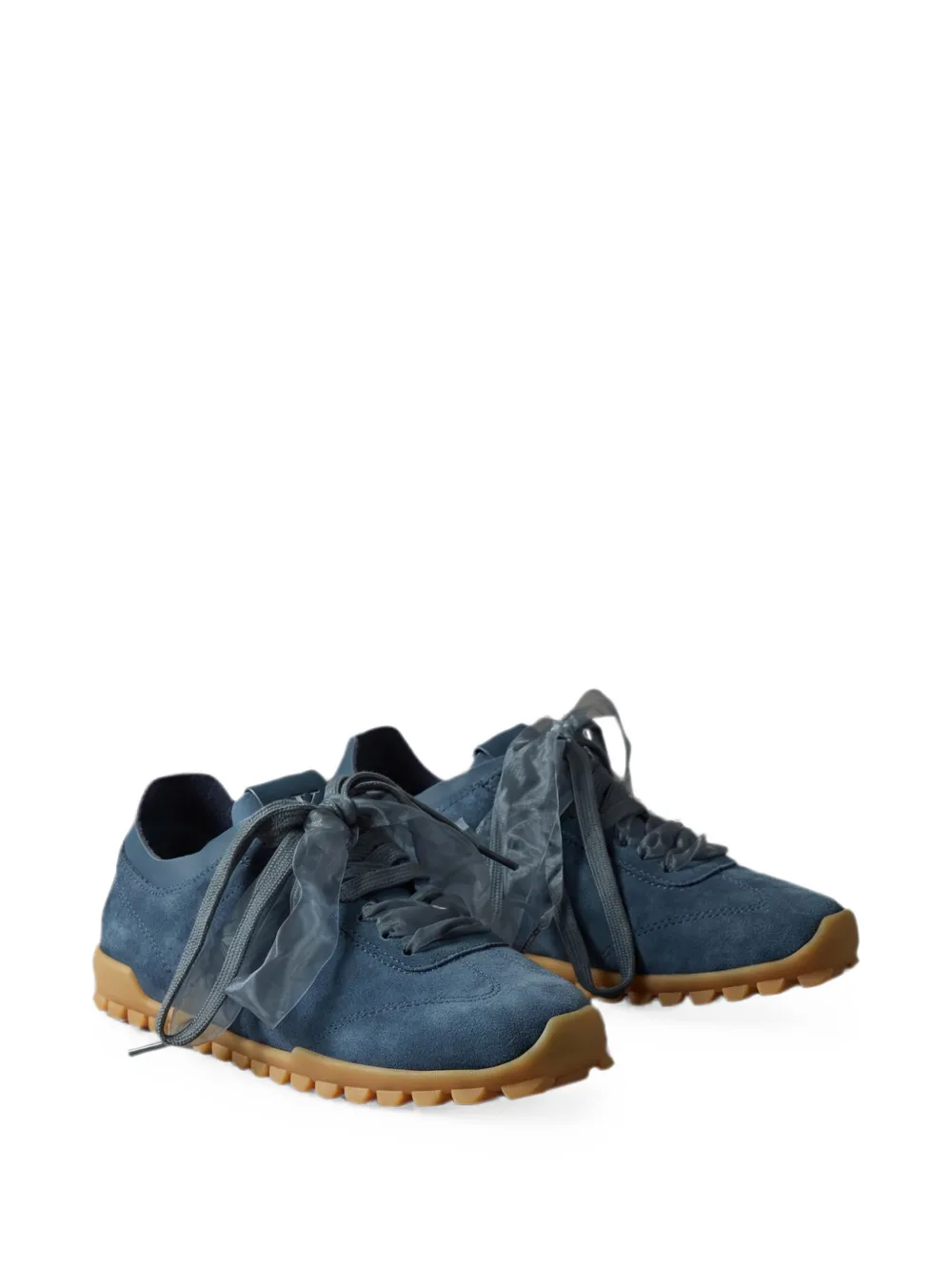 Calvin Klein suede ribbon-lace sneakers Blauw