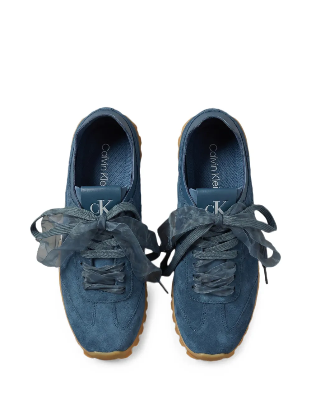 Calvin Klein suede ribbon-lace sneakers Blauw