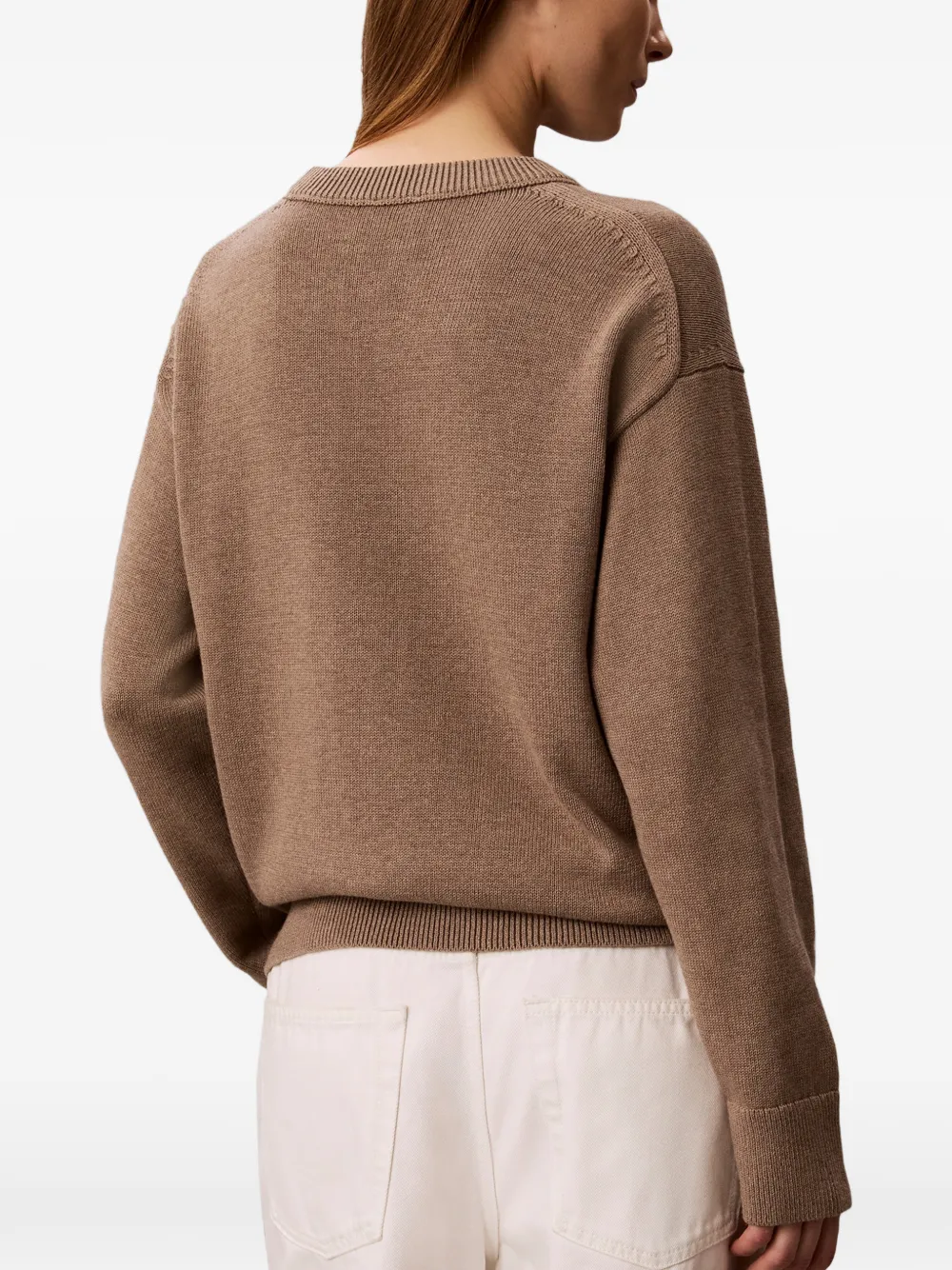 Calvin Klein Gebreide trui met logo Bruin
