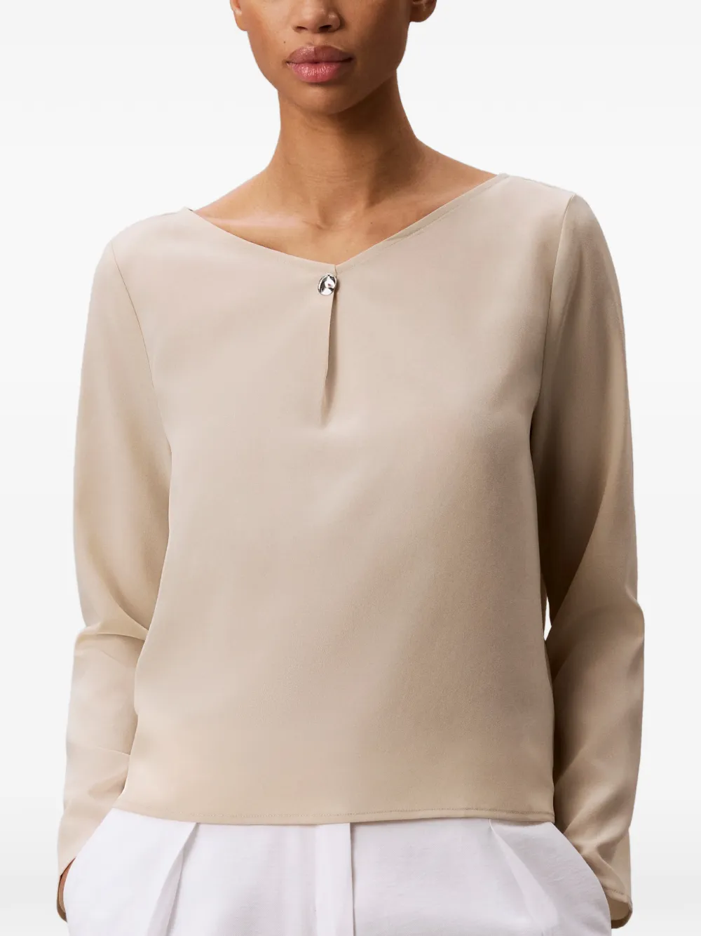 Calvin Klein Blouse met V-hals Beige