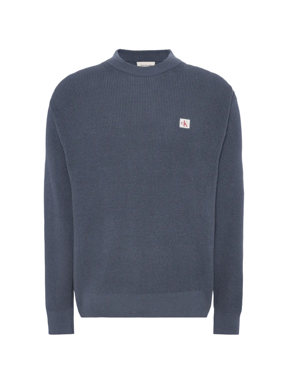 Calvin Klein logo-patch waffle-knit sweater - Blu