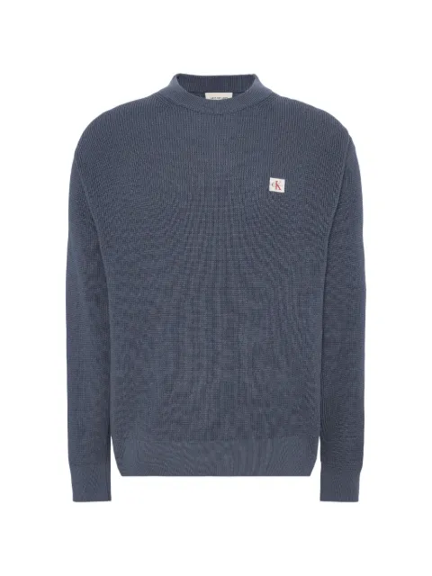 Calvin Klein logo-patch waffle-knit sweater