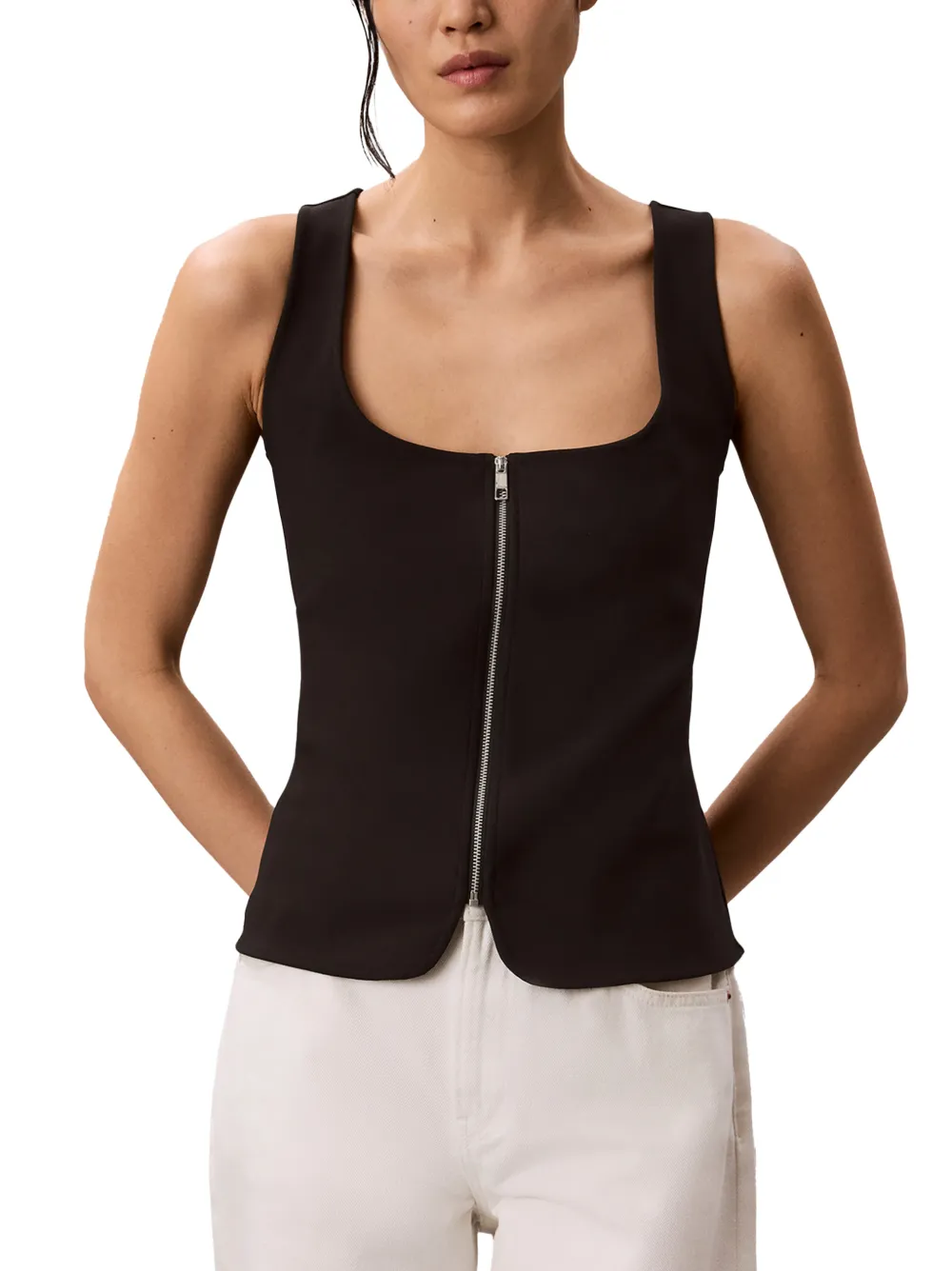 Calvin Klein Mouwloze top met rits Zwart