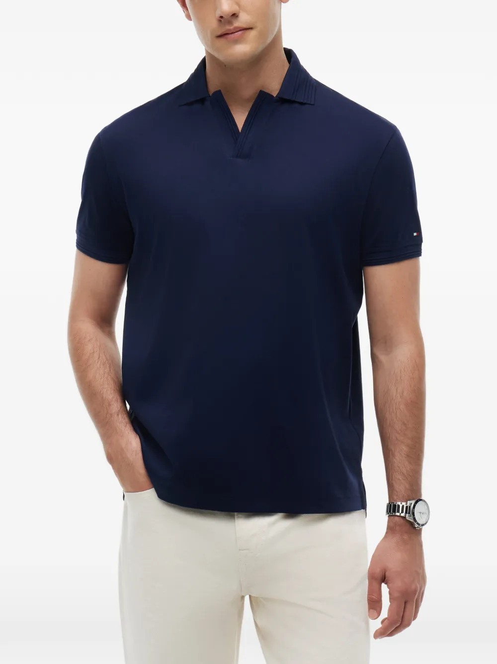 Tommy Hilfiger Poloshirt met geribbelde afwerking Blauw
