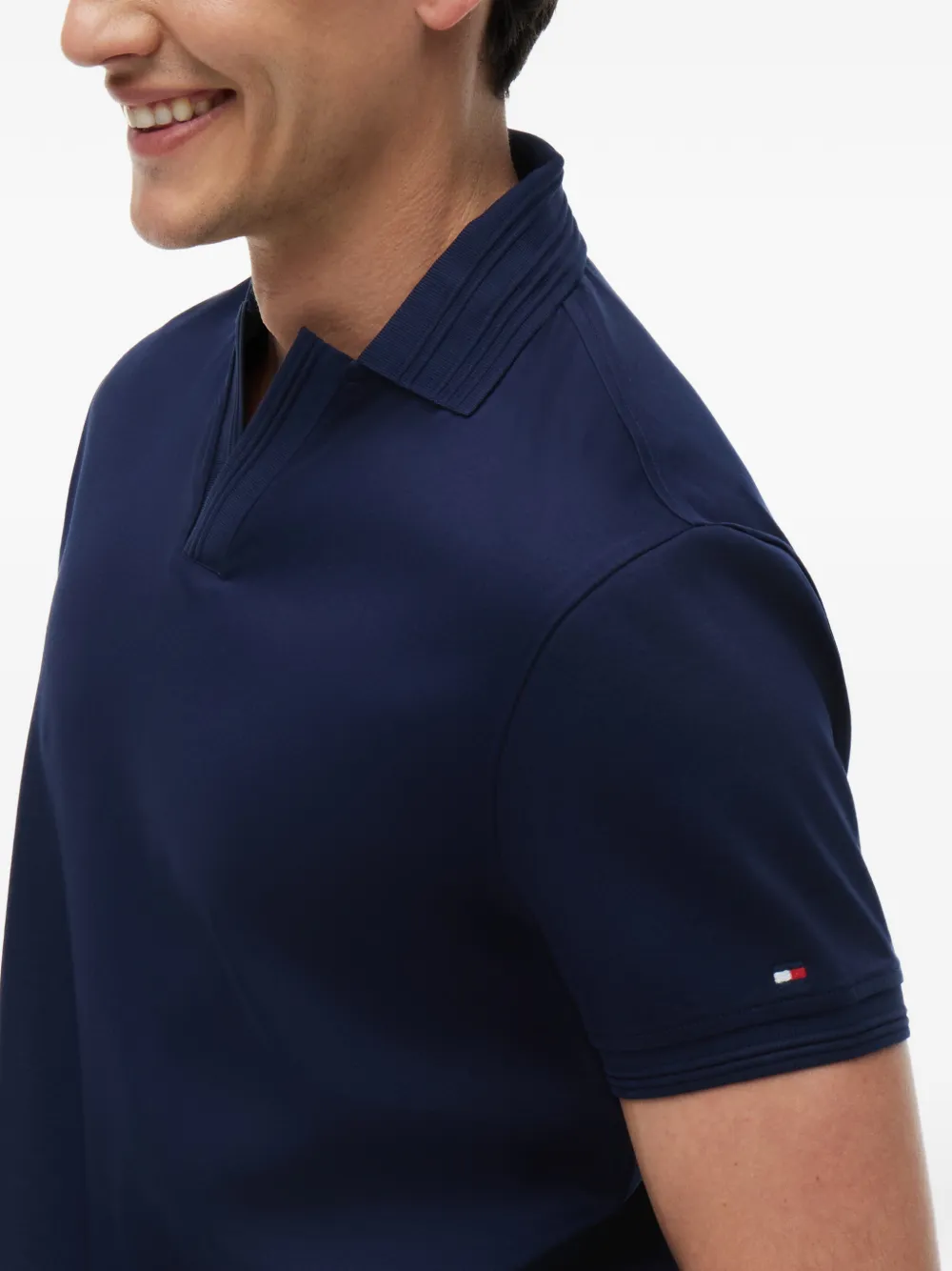 Tommy Hilfiger Poloshirt met geribbelde afwerking Blauw