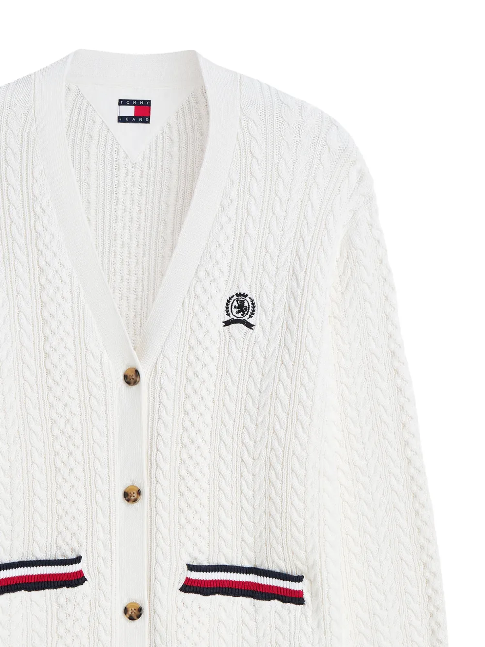 Tommy Hilfiger Kabelgebreid vest met borduurwerk Wit